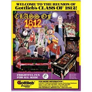 Class Of 1812 Pinball Machine FLYER Original 1991 Vintage Retro Halloween Horror